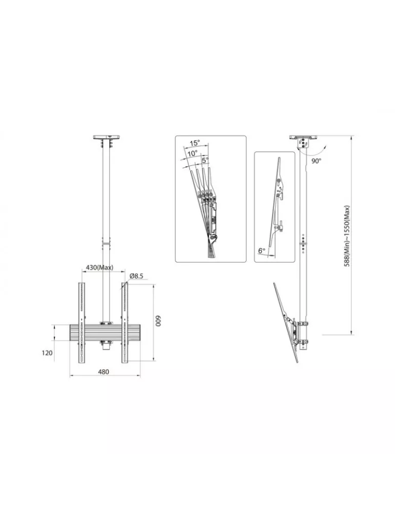 MULTIBRACKETS 6898 Support plafond Multibrackets MBC1UP Ceiling Mount Pro - écran 42"-70" VESA Max 400x600