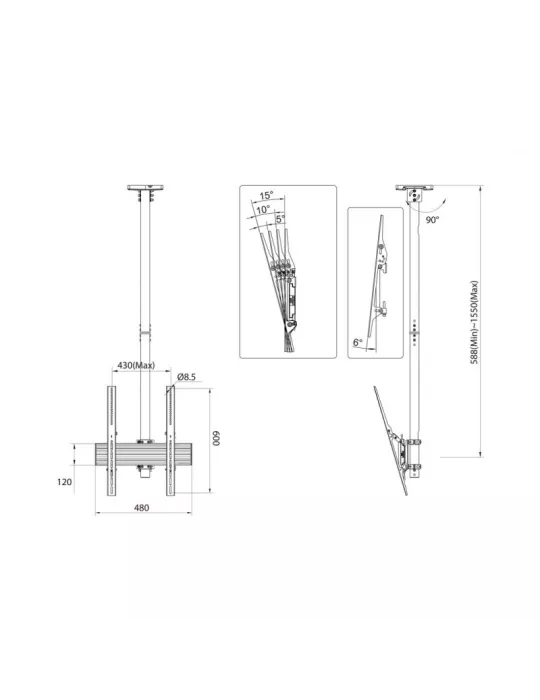 MULTIBRACKETS 6898 Deckenhalterung Multibrackets MBC1UP Ceiling Mount Pro - Bildschirm 42 -70  VESA Max 400x600 MULTIBRACKETS