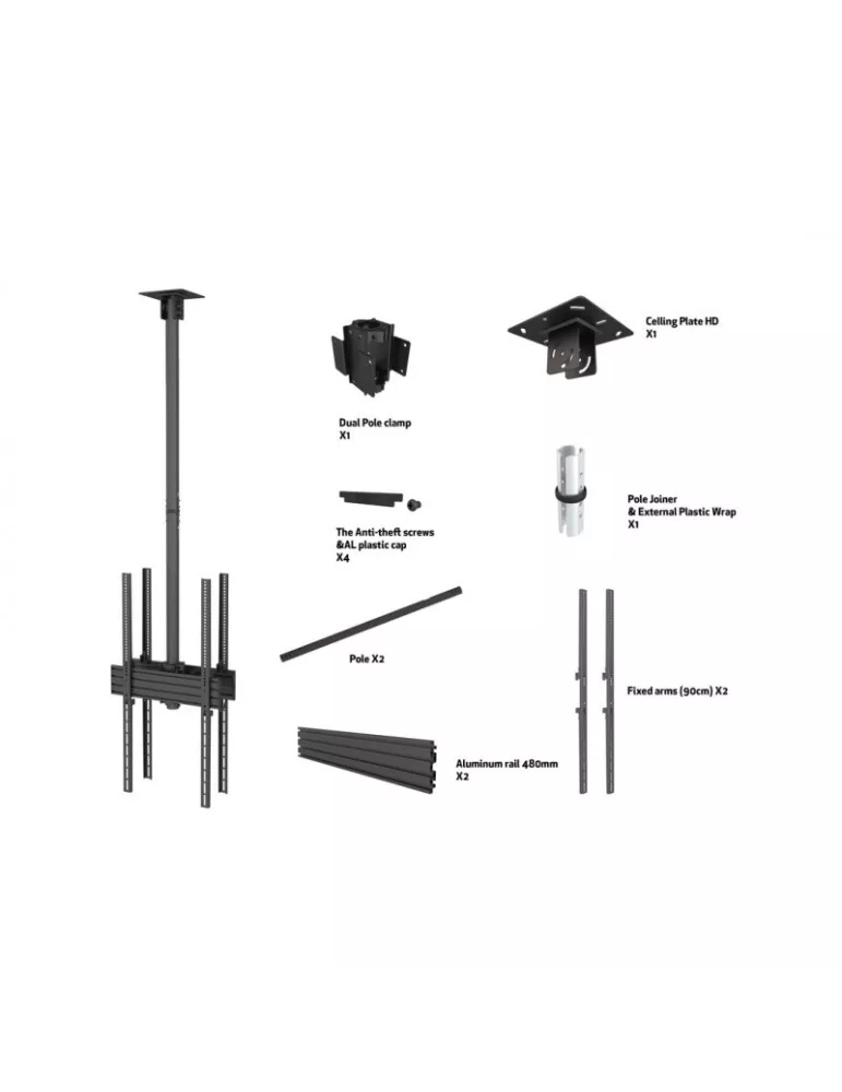 MULTIBRACKETS 6928 Double-sided ceiling mount Multibrackets MBC1UX2P Ceiling Mount Pro - 2 screens 40 -75  VESA Max 400x900 MU
