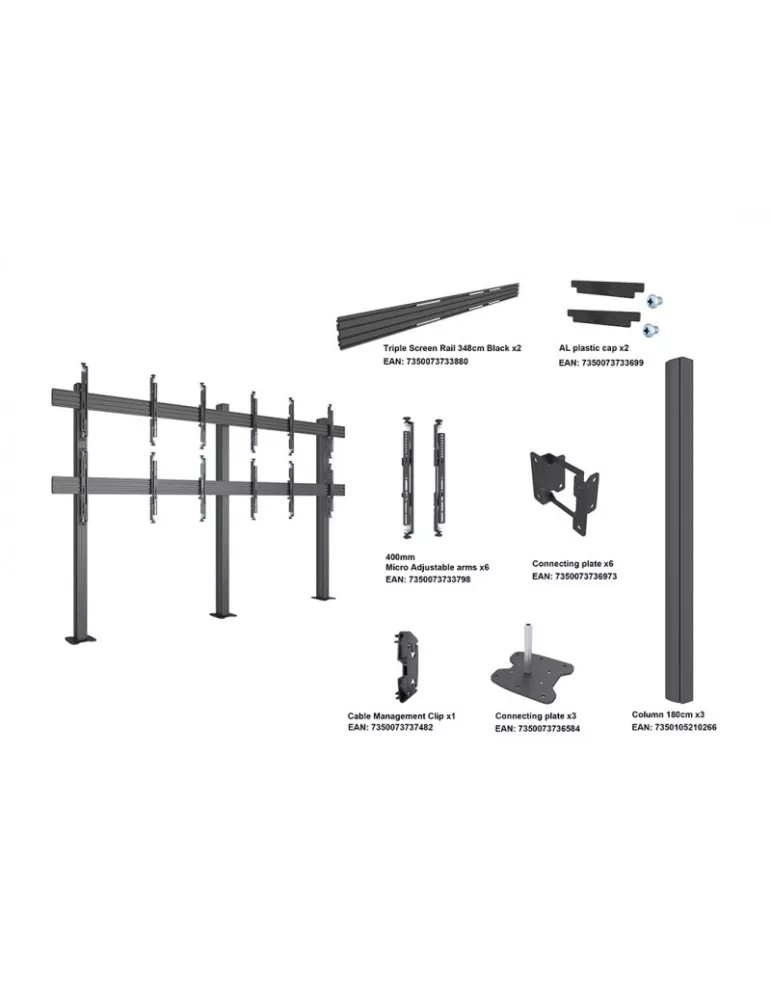 MULTIBRACKETS 3434 Floor mount for video wall Multibrackets Floormount Column Pro 3x2 MBFM3x2U 180 - 6 screens 32-65  VESA Max