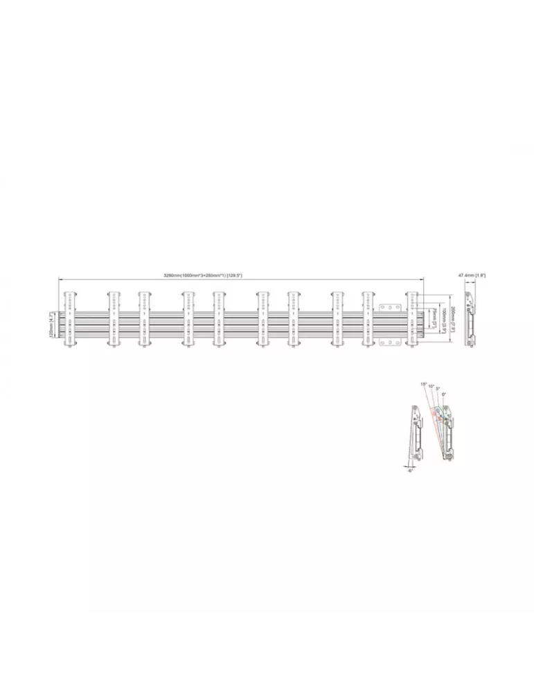 MULTIBRACKETS 5988 Support mural inclinable Multibrackets Wallmount Pro MBW4U 200 - 5 écrans 27"-32" VESA Max 200x200