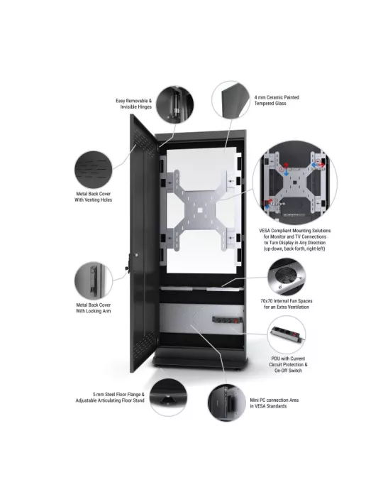 CLETECH Z01V32NBBB Cabin Totem Interior Cletech Z01 Full Black for 32  monitor CLETECH CLEZ01V32NBBB | MusicGoodDeal