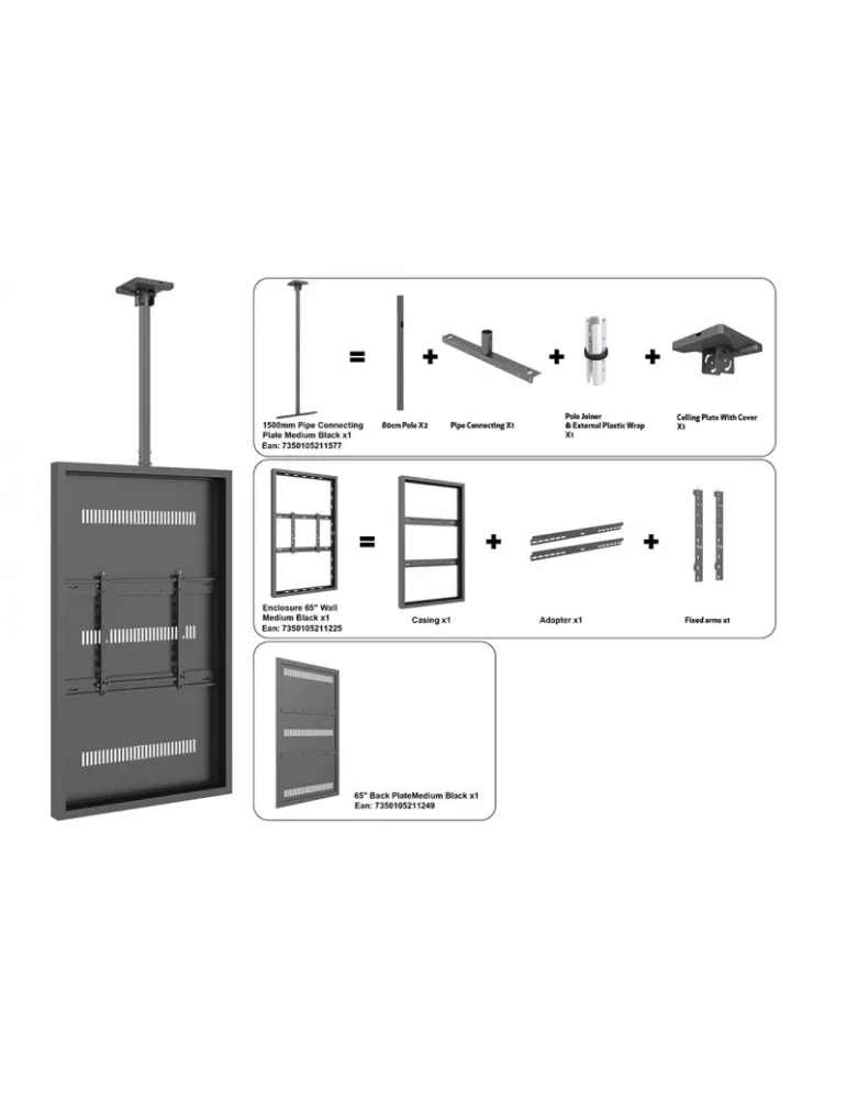 MULTIBRACKETS 3328 Caisson avec support plafond Multibrackets Caja 65  Techo Mediano Negro MULTIBRACKETS MUL3328 | MusicGoodDe