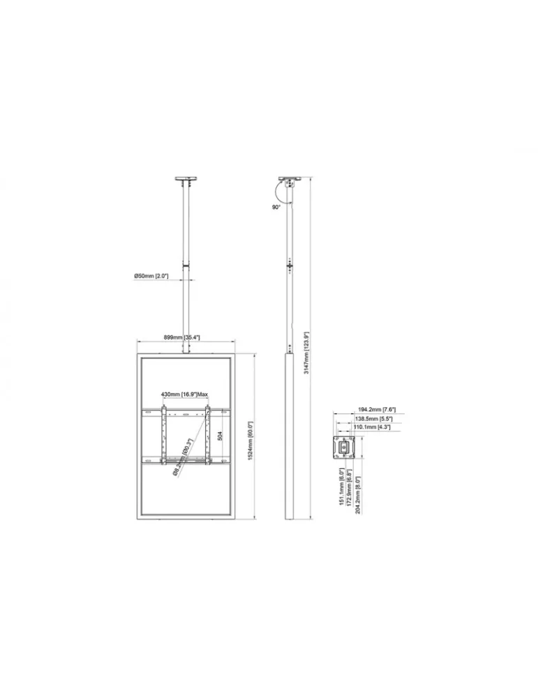 MULTIBRACKETS 3328 Caisson avec support plafond Multibrackets Caja 65  Techo Mediano Negro MULTIBRACKETS MUL3328 | MusicGoodDe