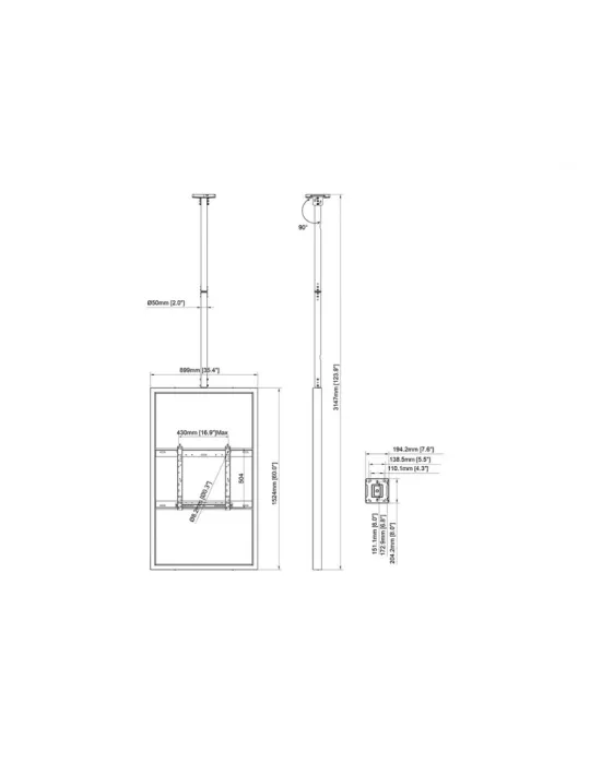 MULTIBRACKETS 3328 Caisson avec support plafond Multibrackets Caja 65  Techo Mediano Negro MULTIBRACKETS MUL3328 | MusicGoodDe