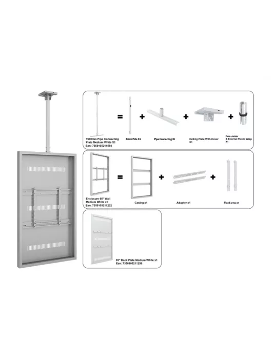 MULTIBRACKETS 3335 Caisson avec support plafond Multibrackets Enclosure 65  Ceiling Medium White MULTIBRACKETS MUL3335 | Music