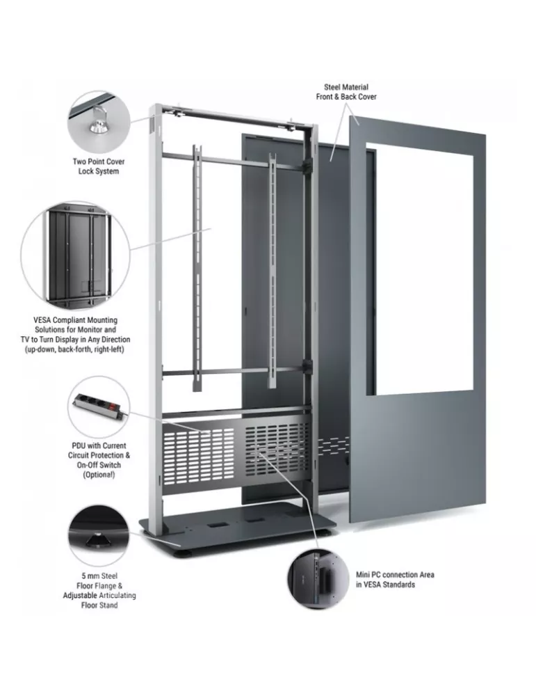 CLETECH B01V43NSAB Cabine Totem intérieur sans vitre 43'Cletech B01 anthracite moniteur 43'