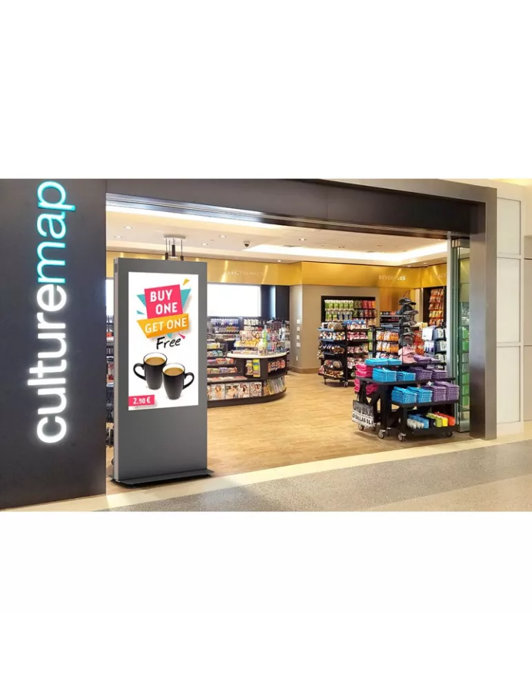 CLETECH B01V55NBBB Cabine Totem intérieur Cletech B01 Sans vitre Full-Black pour moniteur 55'