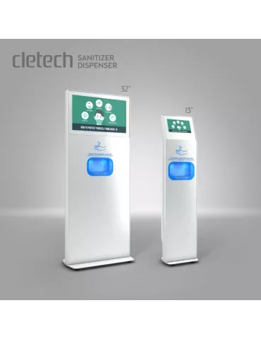 CLETECH ZSDH13NWW Totem 13  ZSDH13N mit Samsung  Bildschirm und Desinfektionsmittelspender CLETECH CLEZSDH13NWWW | MusicGoodDe