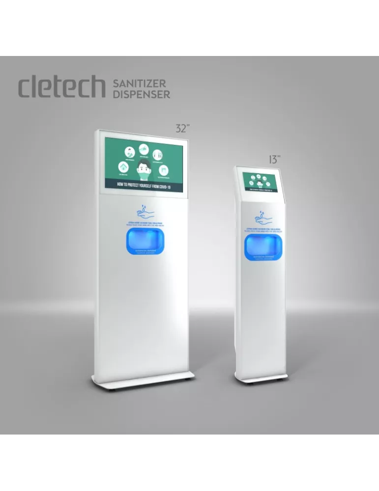 CLETECH ZSDH13NWW Totem 13  ZSDH13N con pantalla Samsung  y dispensador de desinfectante CLETECH CLEZSDH13NWWW | MusicGoodDeal