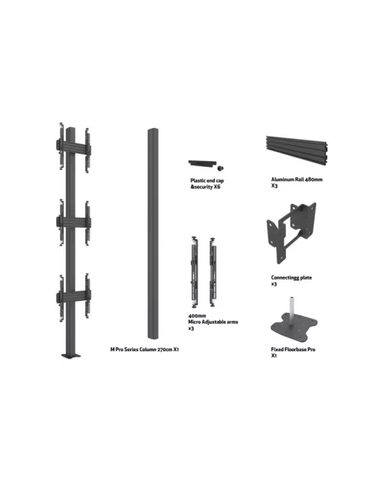 MULTIBRACKETS 0334 Adjustable floor mount Multibrackets MBFC3U 270 Floormount Column Pro - 3 screens 32 -65  VESA Max 400x400