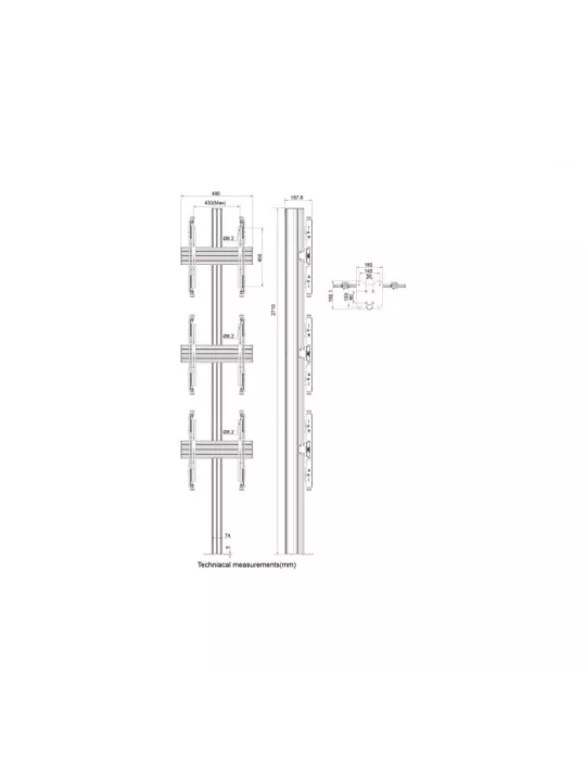 MULTIBRACKETS 0334 Bodenständer mit verstellbarer Befestigung Multibrackets MBFC3U 270 Floormount Column Pro - 3 Bildschirme 3