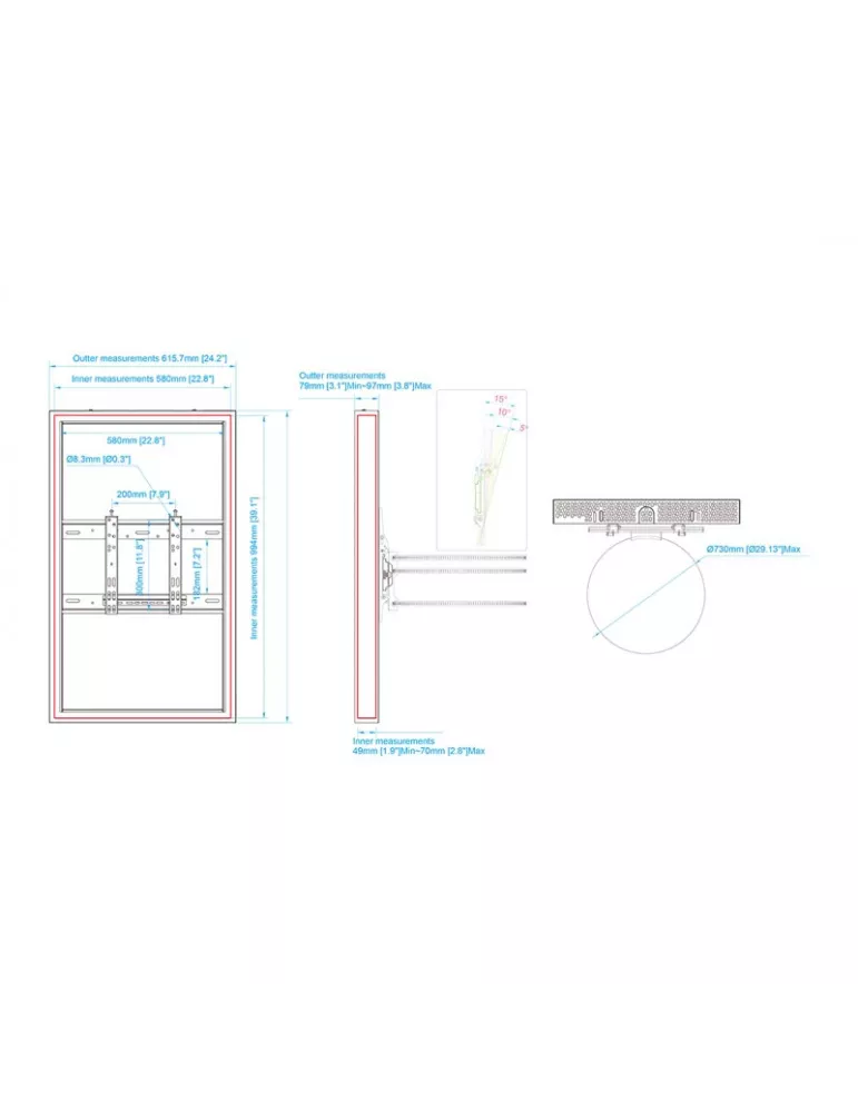MULTIBRACKETS 7579 Caisson colonne Multibrackets Enclosure 43  Column Medium Black - écran 43  VESA Max 400x400 MULTIBRACKETS