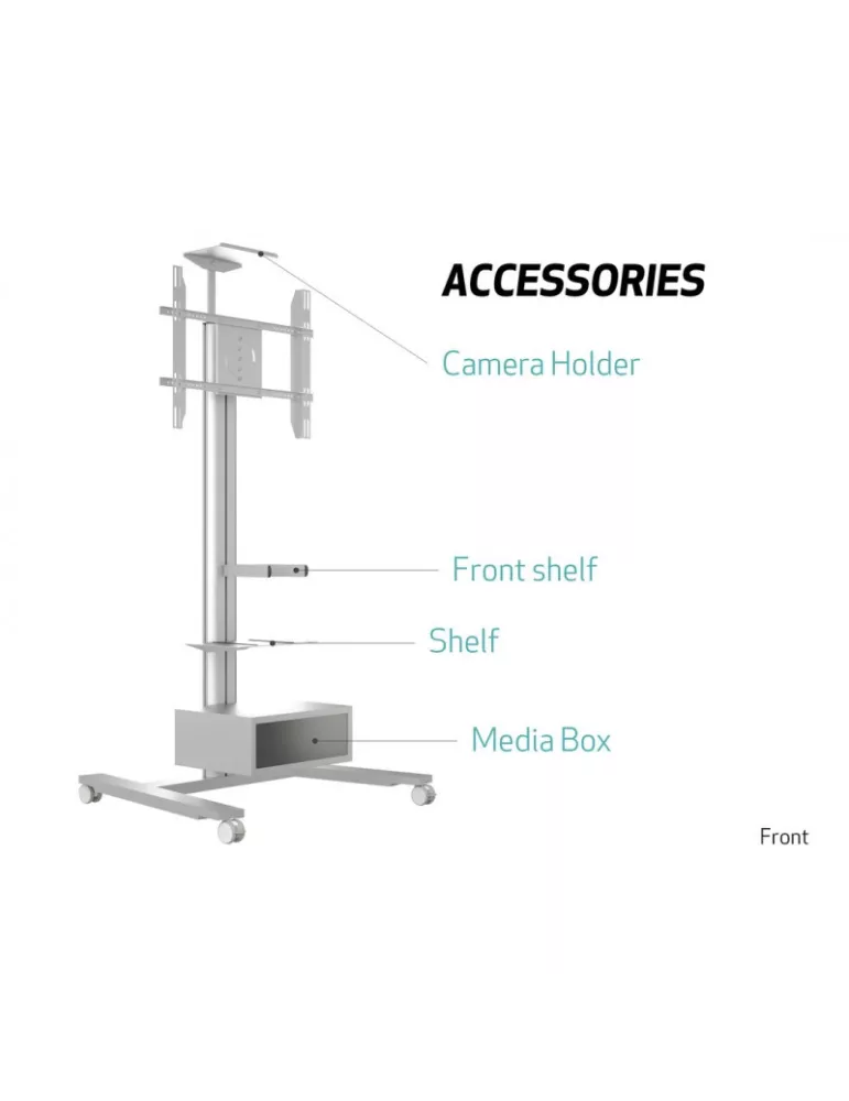 MULTIBRACKETS 5327 Mobiler neigbarer Ständer Multibrackets Public Display Stand 180 HD Single Silver - Bildschirm 55 -80  VESA