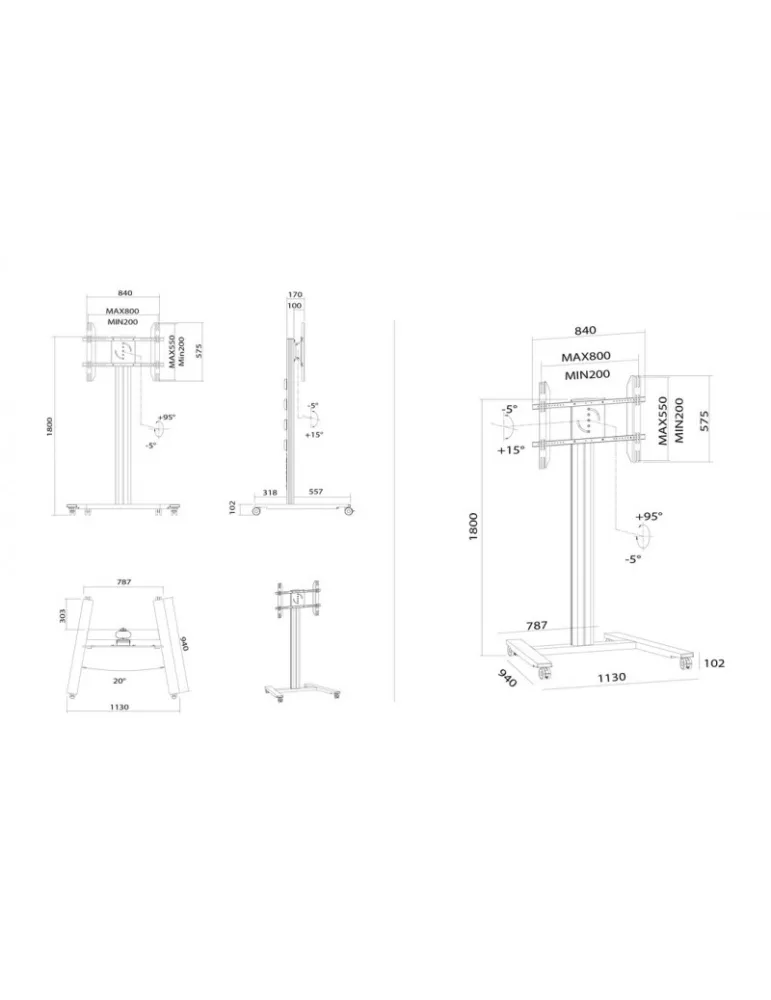 MULTIBRACKETS 5327 Soporte móvil inclinable Multibrackets Public Display Stand 180 HD Single Silver - écran 55 -80  VESA Max 8