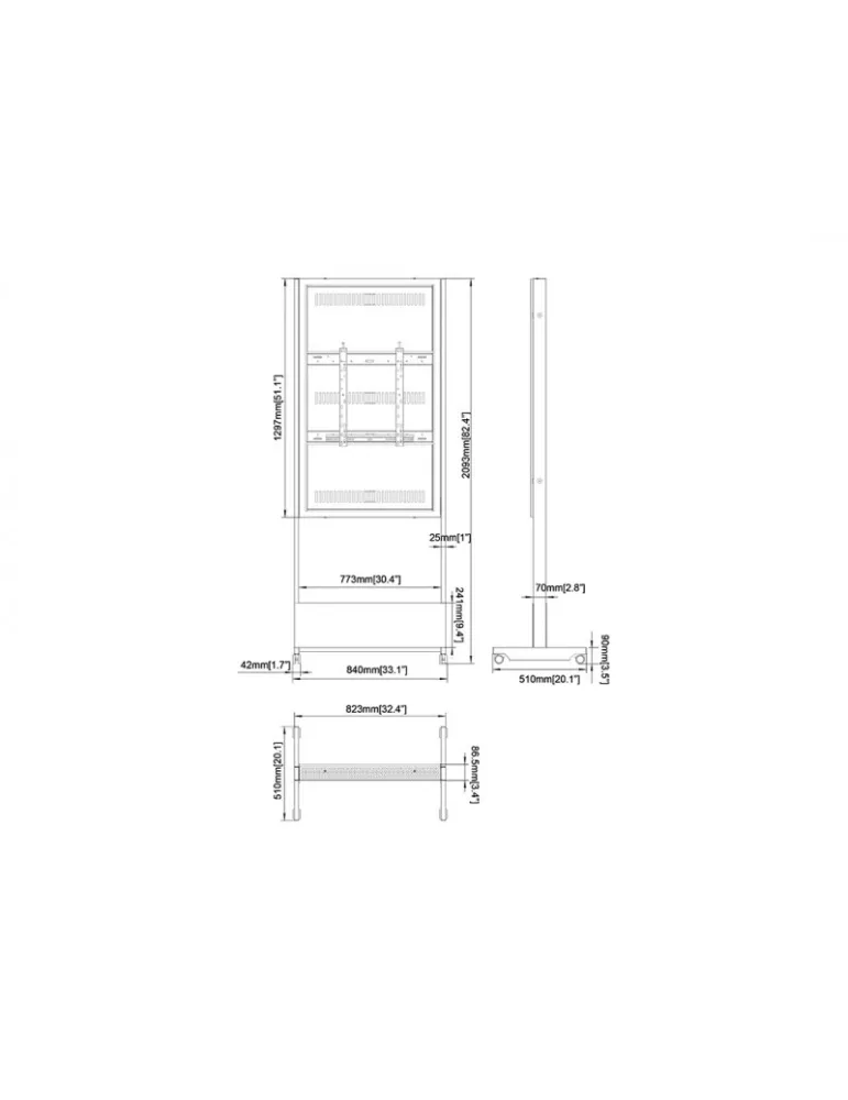 MULTIBRACKETS 4837 Totem mit Rollen Multibrackets Enclosure Totem 55  Wheelbase Indoor VESA Max 400x500 MULTIBRACKETS MUL4837