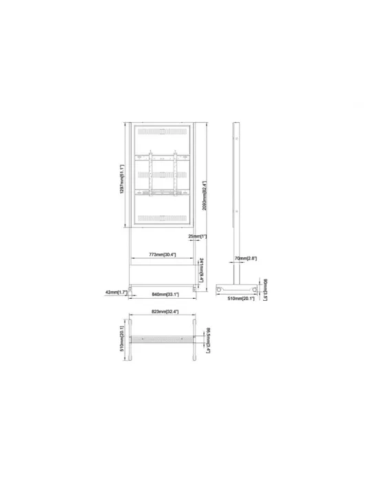 MULTIBRACKETS 4837 Totem à roulette Multibrackets Enclosure Totem 55" Wheelbase Indoor VESA Max 400x500