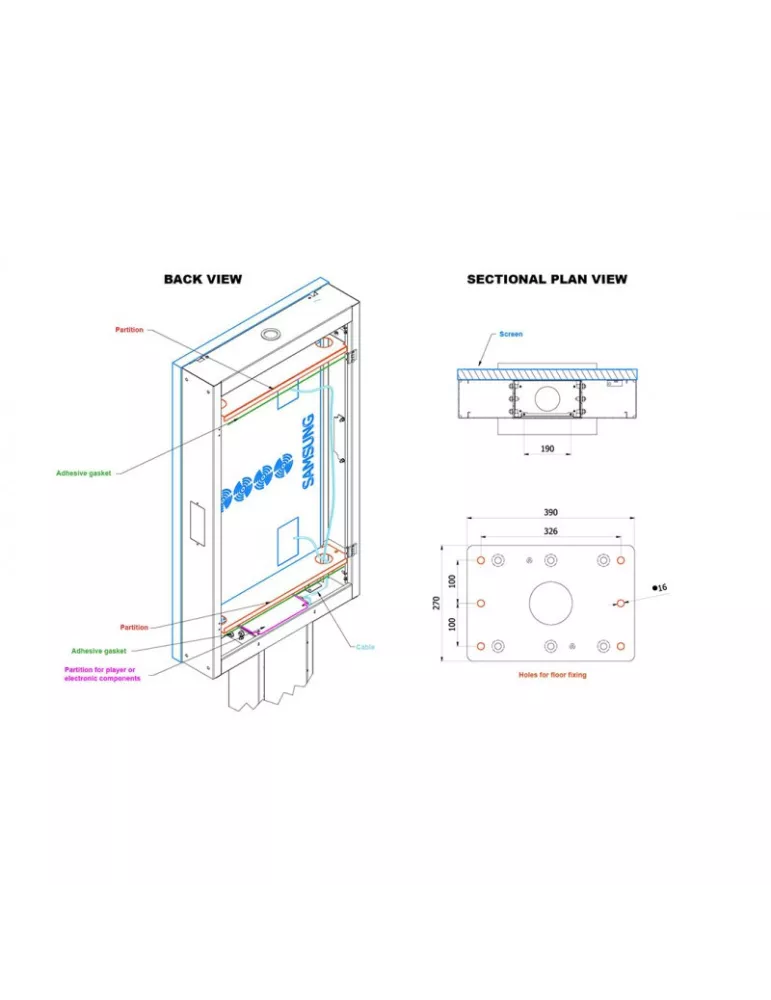 MULTIBRACKETS 6603 Support sol à fixer Multibrackets Totem Pro Triple OH55F/B/A-S - 3 écrans 55" VESA Max 1186x560