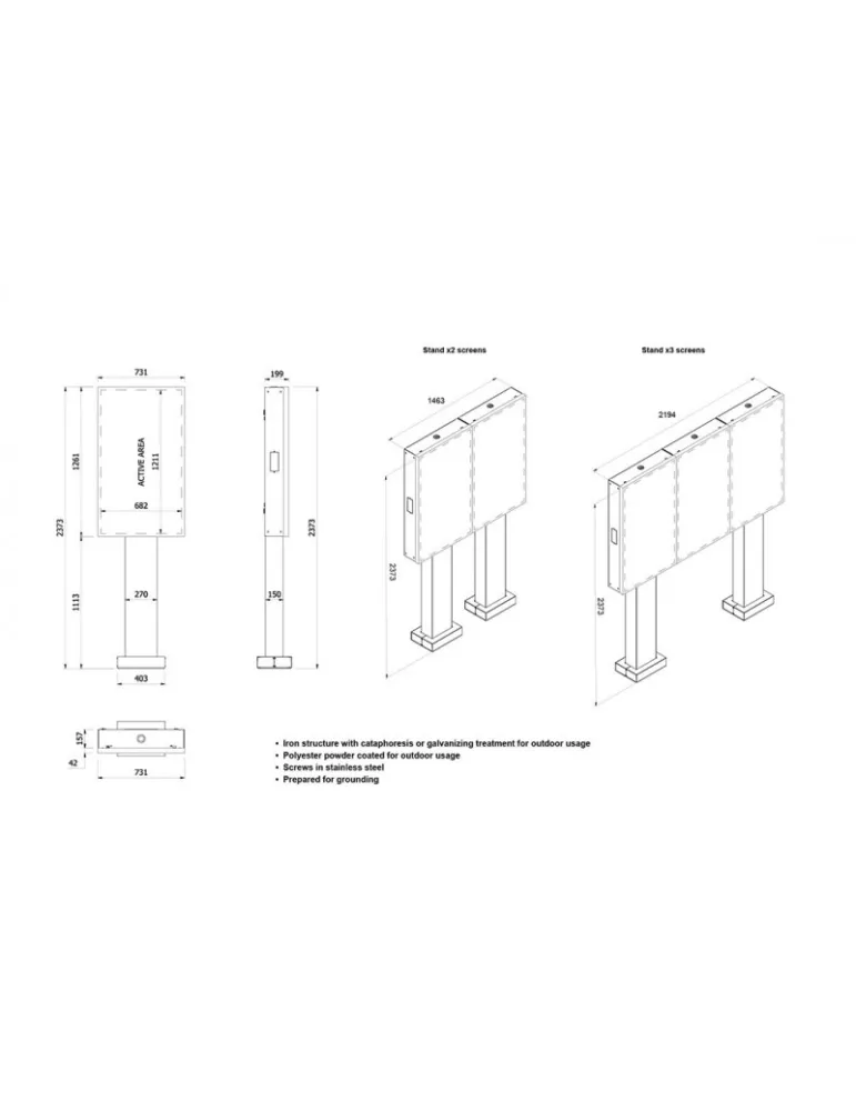 MULTIBRACKETS 6580 Support sol à fixer Multibrackets Totem Pro Single OH55F/B/A-S - écran 55"