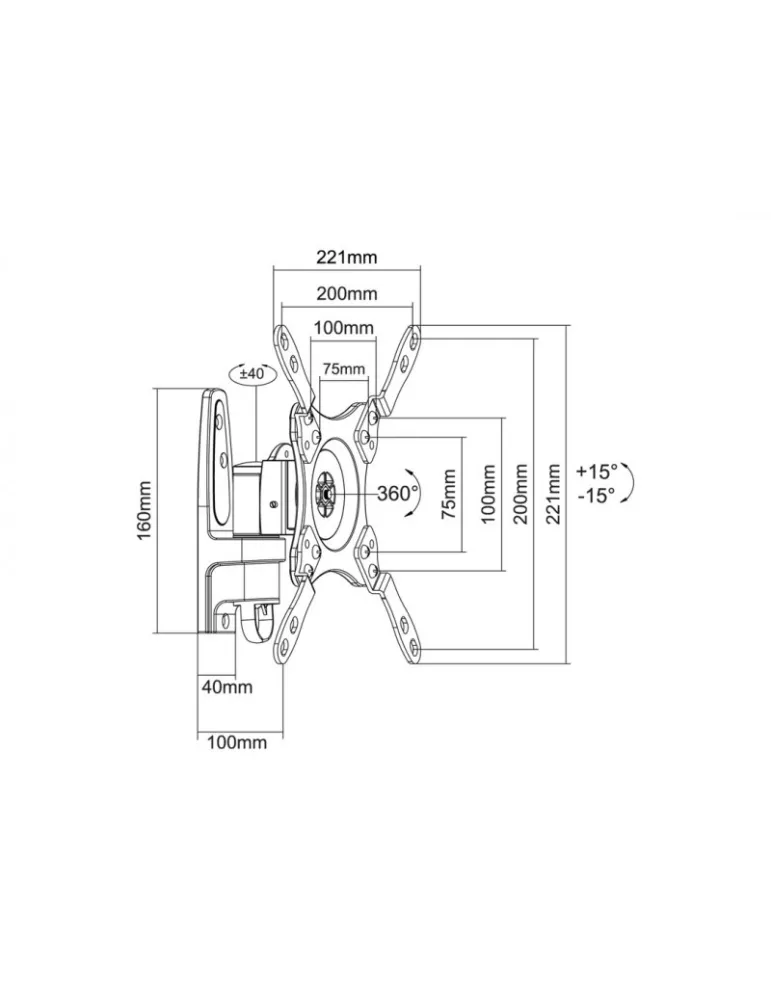 MULTIBRACKETS 6078 Tilting and rotating wall mount Multibrackets Flexarm 360 I screen15 - 32  VESA Max 200x200 MULTIBRACKETS M