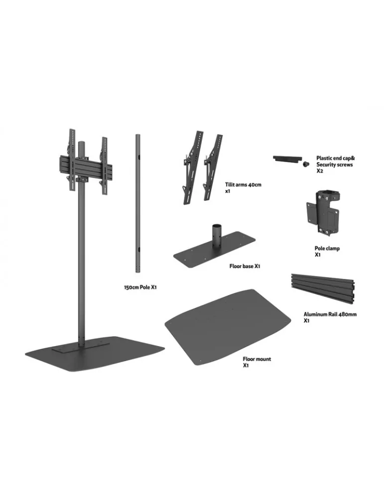 MULTIBRACKETS 8946 Support sol Multibrackets Single Pole Floorbase Pro - écran 32"-65" VESA Max 400x400