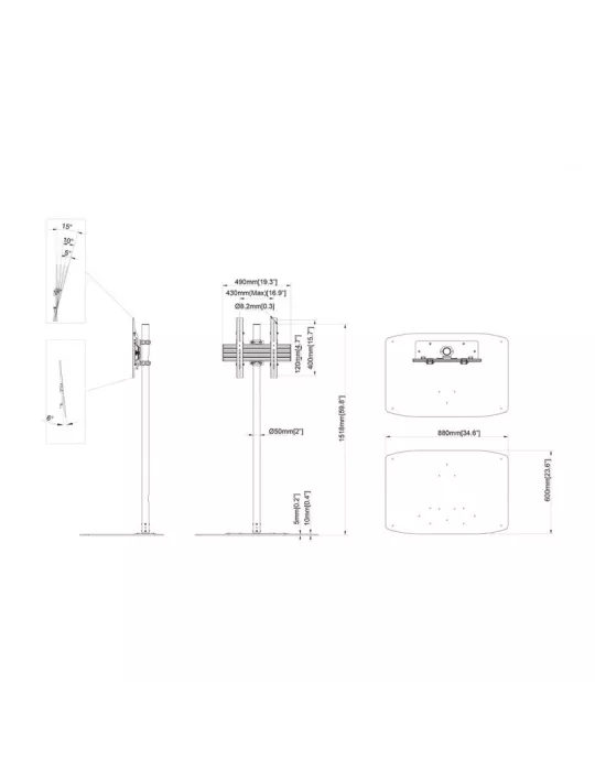 MULTIBRACKETS 8946 Soporte de suelo Multibrackets Single Pole Floorbase Pro - pantalla 32 -65  VESA Max 400x400 MULTIBRACKETS