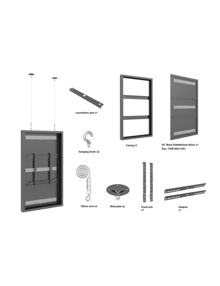 MULTIBRACKETS 3694 Caisson avec Elingues Multibrackets Enclosure 55" Wire Medium Black - écran 55"