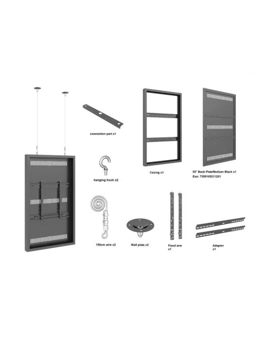 MULTIBRACKETS 3694 Caisson avec Elingues Multibrackets Enclosure 55" Wire Medium Black - écran 55"