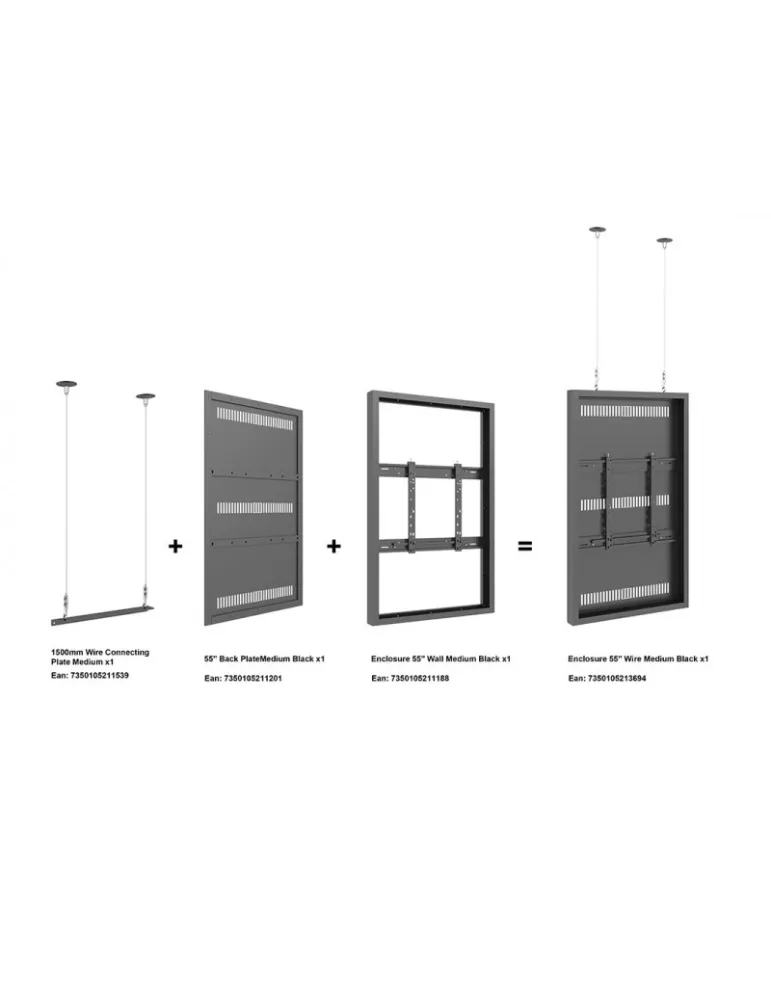 MULTIBRACKETS 3694 Caisson avec Elingues Multibrackets Enclosure 55" Wire Medium Black - écran 55"