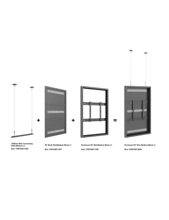 MULTIBRACKETS 3694 Caisson avec Elingues Multibrackets Enclosure 55" Wire Medium Black - écran 55"