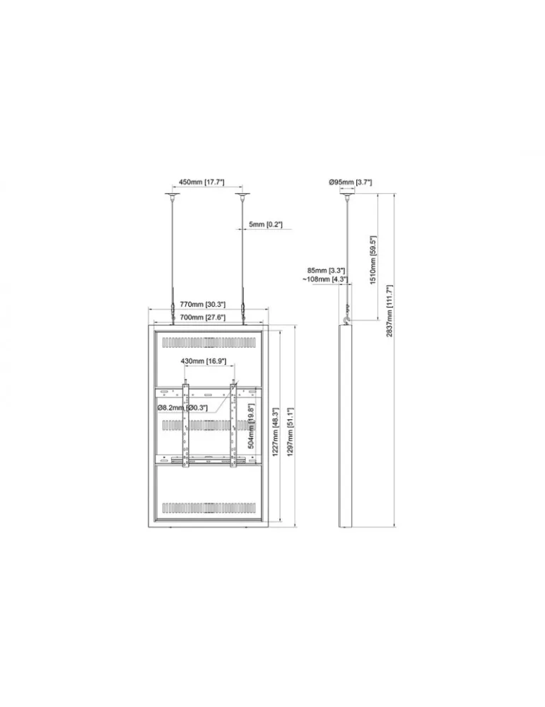 MULTIBRACKETS 3694 Caisson avec Elingues Multibrackets Enclosure 55" Wire Medium Black - écran 55"