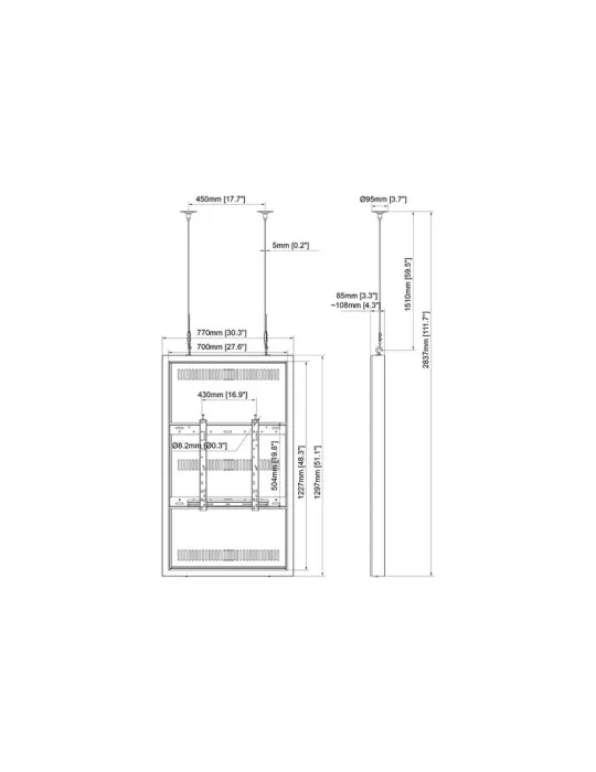 MULTIBRACKETS 3694 Caisson avec Elingues Multibrackets Enclosure 55" Wire Medium Black - écran 55"