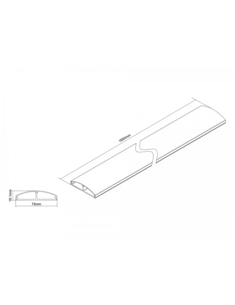 MULTIBRACKETS 3879 Kabelabdeckung Multibrackets Cable Cover Super Slim Grau - 75mm W - 1600mm L MULTIBRACKETS MUL3879 | MusicG