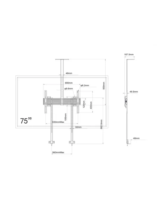 MULTIBRACKETS 2840 Multibrackets Serie Collaboration Wallmount Pro MBW1U - Pantalla de 32 -75  VESA Máx. 400x400 MULTIBRACKETS