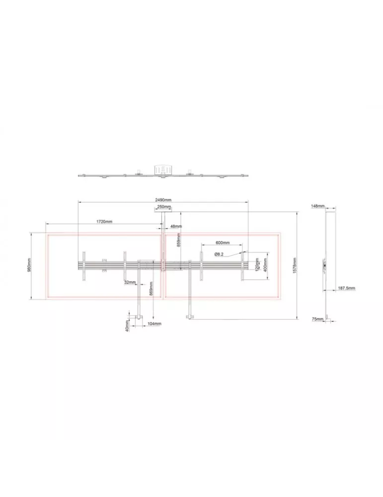 MULTIBRACKETS 8915 Support mural avec support caméra inclus Multibrackets Collaboration Side by Side with brackets écran 32 -7