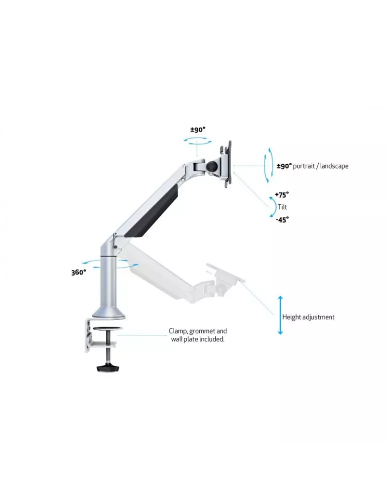 MULTIBRACKETS 9376 Support de table et mural Multibrackets VESA Gas Lift Arm Desk or Wall Basic - 15 - 32  screen VESA Max 100
