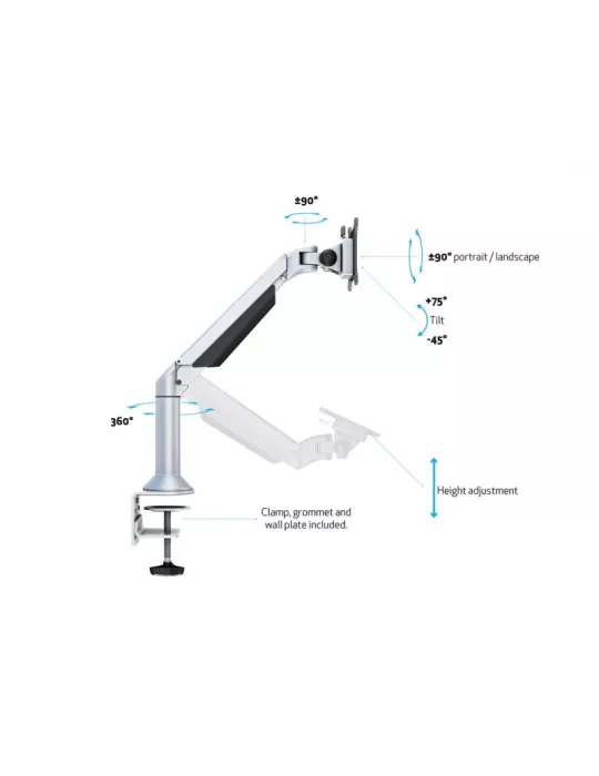 MULTIBRACKETS 9376 Support de table et mural Multibrackets VESA Gas Lift Arm Desk or Wall Basic - écran de 15"- 32" VESA Max 10