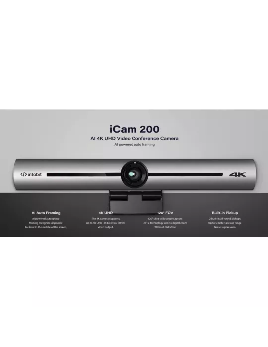 INFOBIT ICAM200 Videoconferencing Camera Infobit iCam 200  Auto-framing AI 4K UHD Camera INFOBIT INFICAM200 | MusicGoodDeal