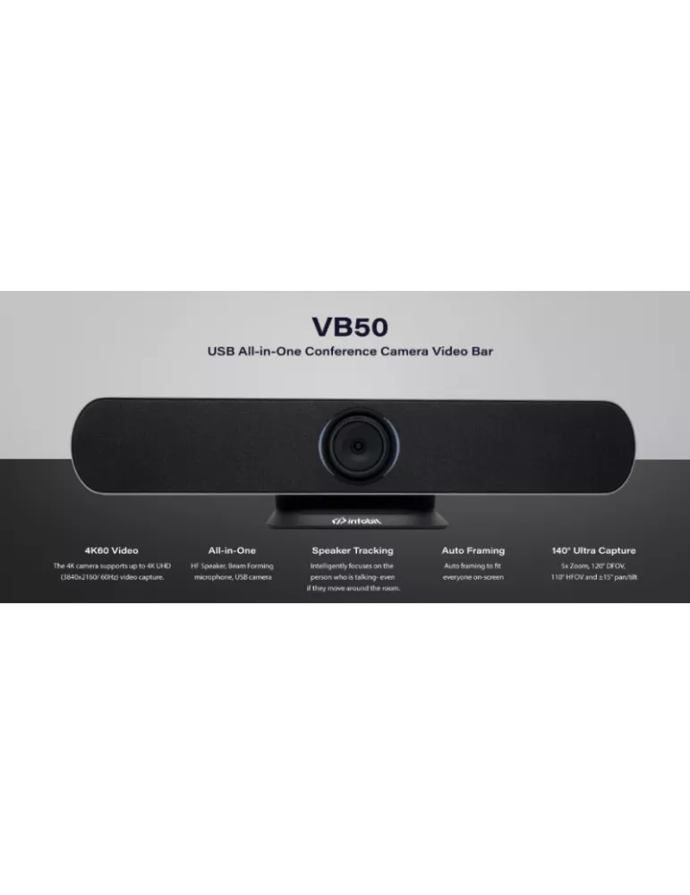 INFOBIT ICAMVB50 Cámara de Videoconferencia Seguimiento de Voz y Autoencuadre PTZ 4K Infobit VB50 USB3.0 INFOBIT INFICAMVB50 |