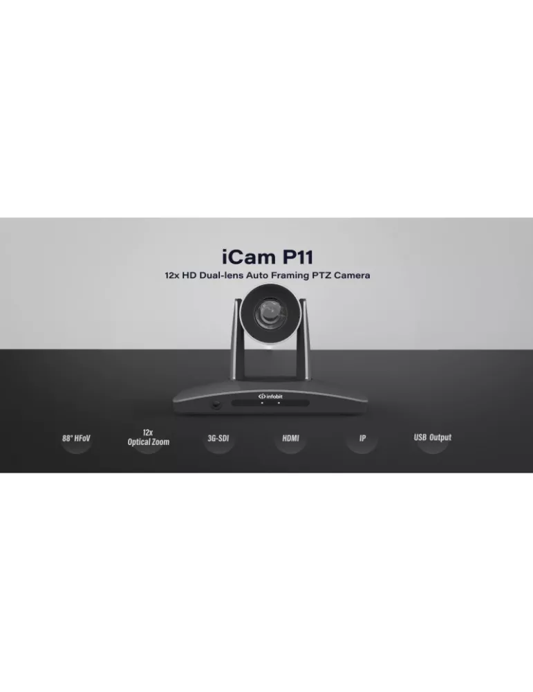 INFOBIT ICAMP11 Full-HD PTZ Conference Camera with Dual Optics Infobit iCam P11 Automatic Framing INFOBIT INFICAMP11 | MusicGo