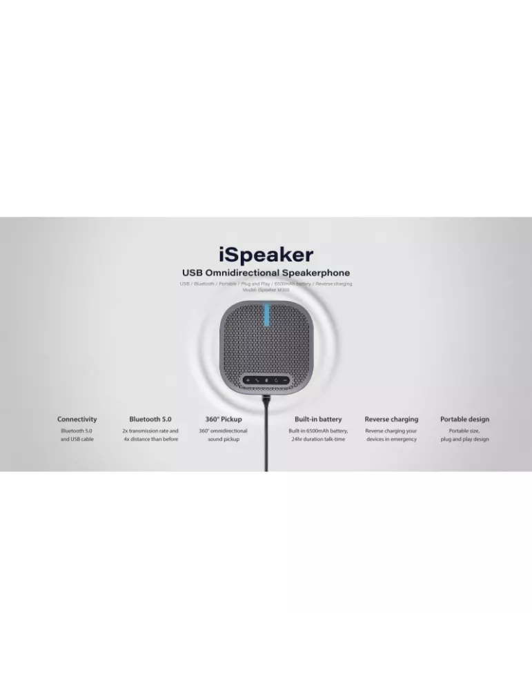 INFOBIT ISPKM300 Omnidirectional Microphone USB Bluetooth Battery Infobit iSpeaker M300 INFOBIT INFISPKM300 | MusicGoodDeal