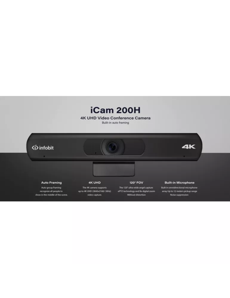 INFOBIT ICAM200H Cámara de videoconferencia Infobit iCam 200H  USB3.0 y HDMI 4K UHD Cámara de encuadre automático INFOBIT INFI