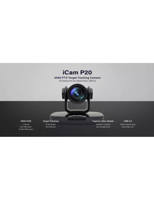 INFOBIT ICAMP20N Caméra PTZ Infobit iCam P20N: UHD 4K60 PTZ NDI activé HX avec suivi de personnes