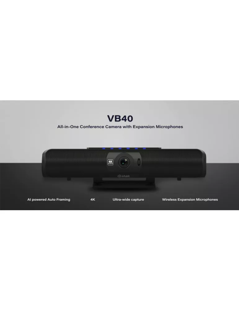 INFOBIT ICAMVB40 VB40 all-in-one video conferencing bar camera with 3 wireless mics INFOBIT INFICAMVB40 | MusicGoodDeal