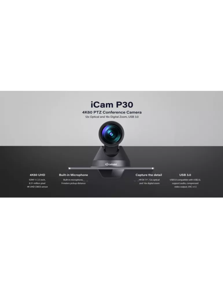INFOBIT ICAMP30 Conference Camera Infobit iCam P30 without NDI  4K60 PTZ Camera INFOBIT INFICAMP30 | MusicGoodDeal