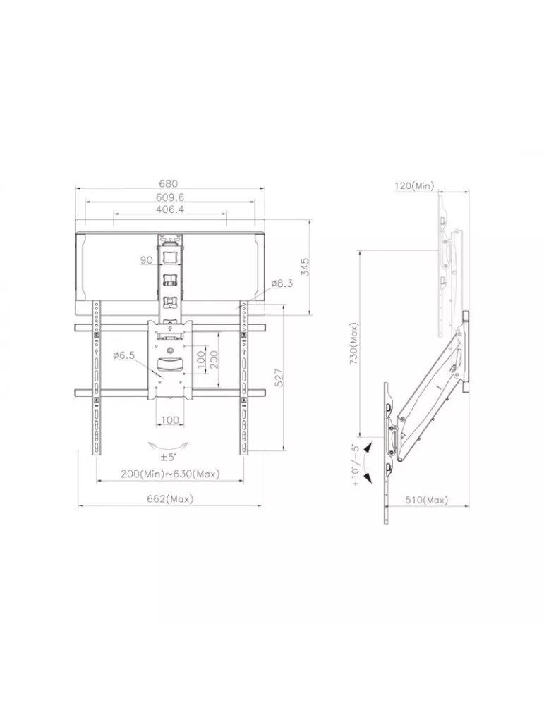 MULTIBRACKETS 6744 Soporte mural articulado Multibrackets Pull Down Full Motion Flexarm para pantallas 40 -65  - Peso 28kg VES