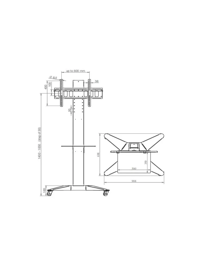 EUROMET 06600 Euromet  - Support mobile pour moniteur/TV LCD VESA 600x400 poids 50 kg max