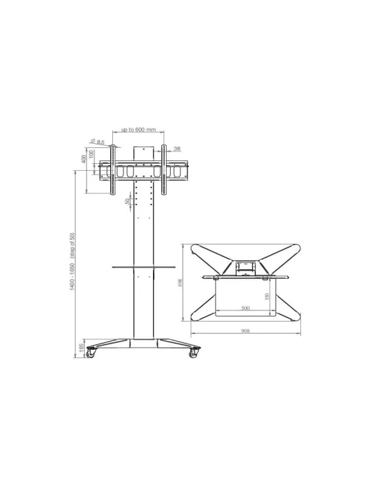 EUROMET 06600 Euromet - Soporte móvil para monitor TV LCD VESA 600x400 de hasta 50 kg de peso EUROMET EUR06600 | MusicGoodDeal