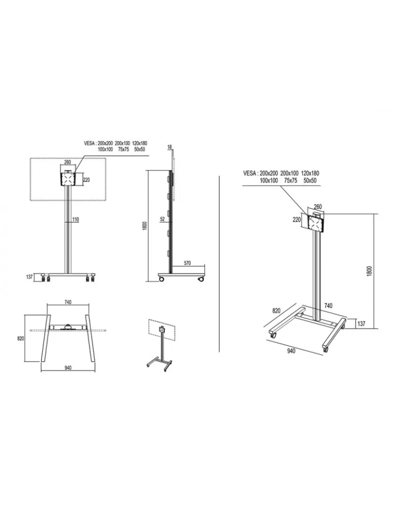 MULTIBRACKETS 0643 Support mobile manuel  Display Stand 180 Single REF: