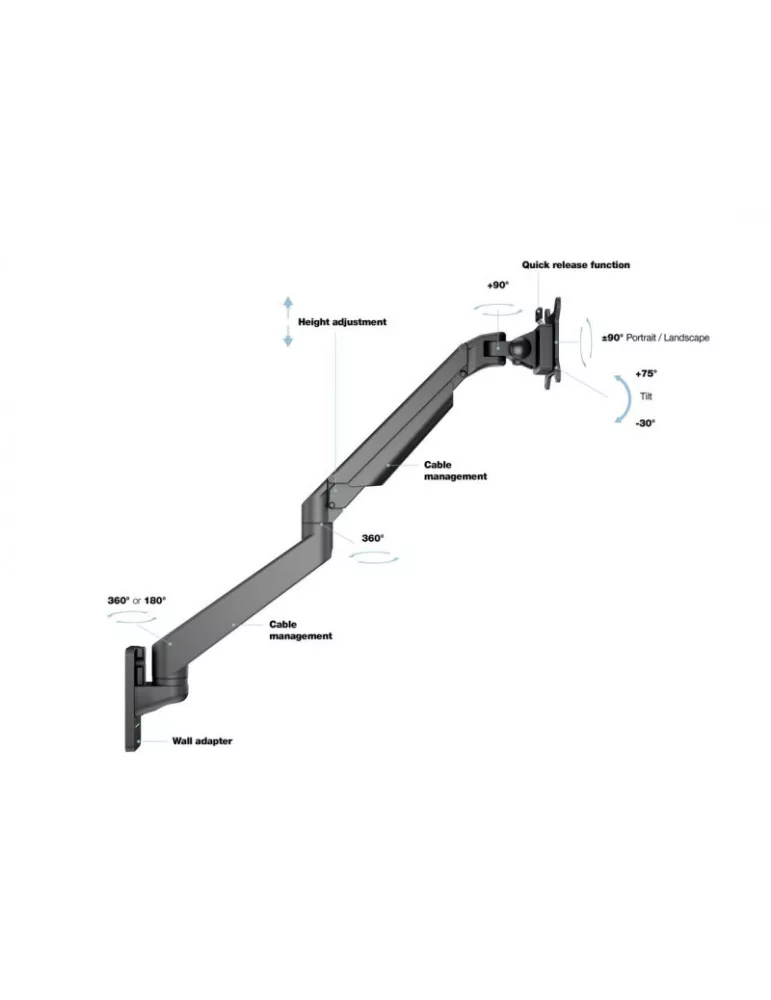 MULTIBRACKETS 1010 Soporte de mesa Multibrackets Brazo elevador de gas de pared Simple para pantalla 15 - 32  Carga 10Kg Vesa